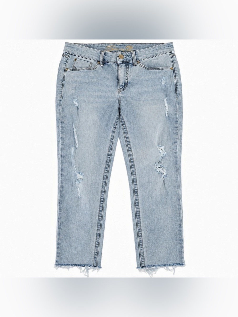 Seven7 High Rise Skinny Distressed Jeans in Blue Size 8
